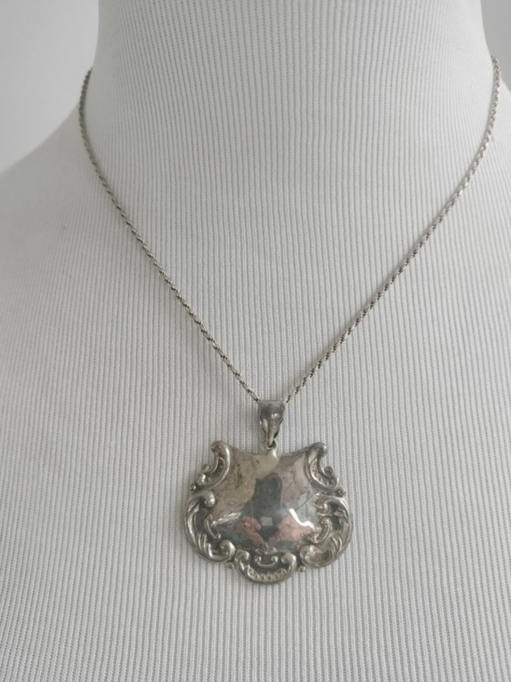 Georg Jensen Scrollwork Vintage Pendant Necklace Silver